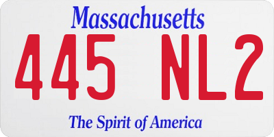 MA license plate 445NL2