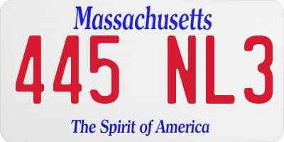 MA license plate 445NL3