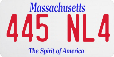 MA license plate 445NL4