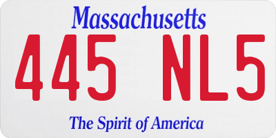MA license plate 445NL5