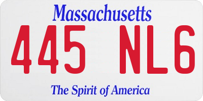 MA license plate 445NL6