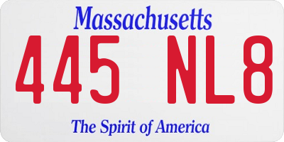 MA license plate 445NL8
