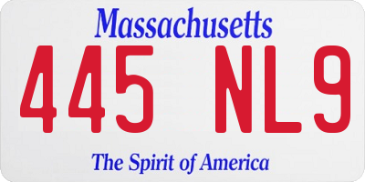 MA license plate 445NL9