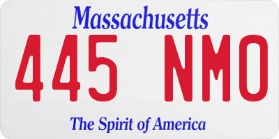 MA license plate 445NM0