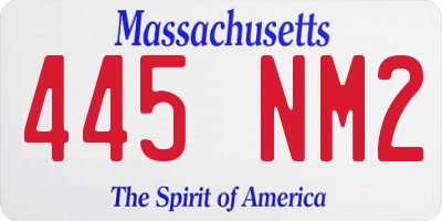 MA license plate 445NM2