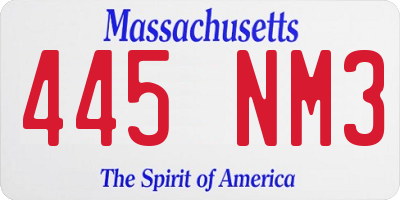 MA license plate 445NM3