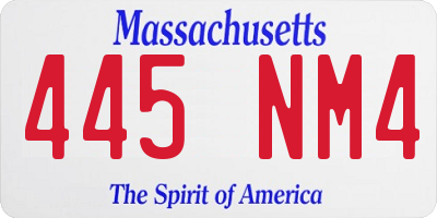 MA license plate 445NM4