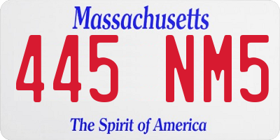 MA license plate 445NM5