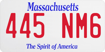 MA license plate 445NM6