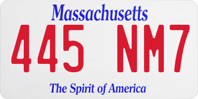 MA license plate 445NM7