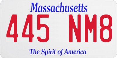 MA license plate 445NM8