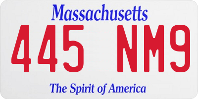 MA license plate 445NM9