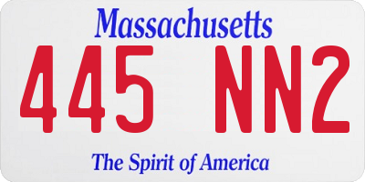 MA license plate 445NN2