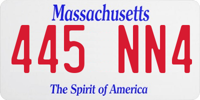MA license plate 445NN4