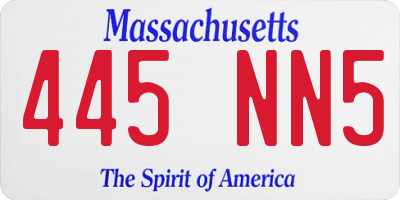MA license plate 445NN5