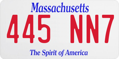 MA license plate 445NN7