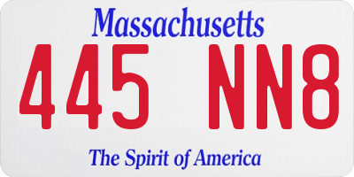 MA license plate 445NN8