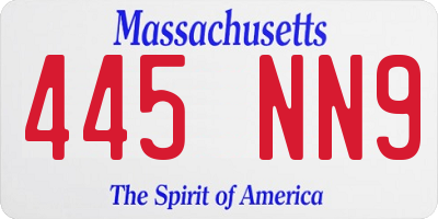 MA license plate 445NN9