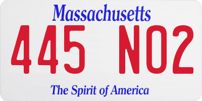 MA license plate 445NO2