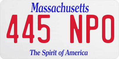 MA license plate 445NP0