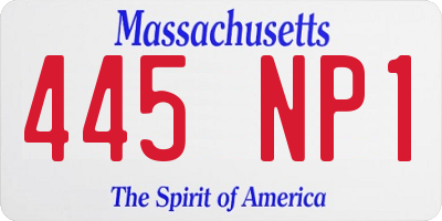 MA license plate 445NP1
