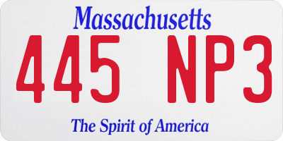 MA license plate 445NP3