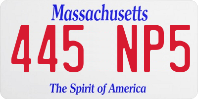 MA license plate 445NP5