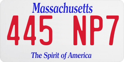 MA license plate 445NP7