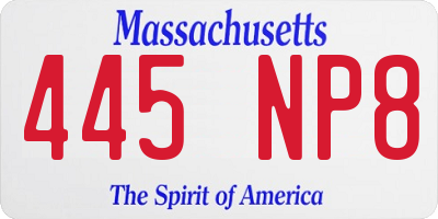 MA license plate 445NP8