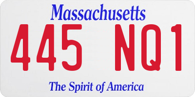 MA license plate 445NQ1