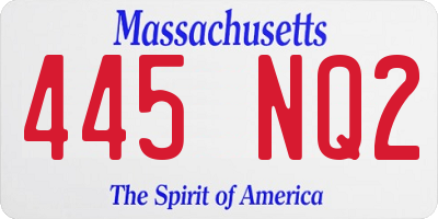 MA license plate 445NQ2