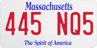 MA license plate 445NQ5