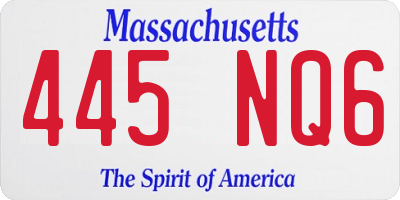 MA license plate 445NQ6