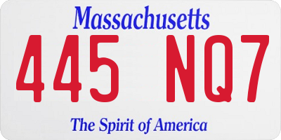 MA license plate 445NQ7