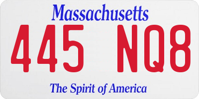 MA license plate 445NQ8