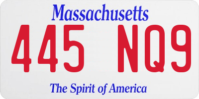 MA license plate 445NQ9