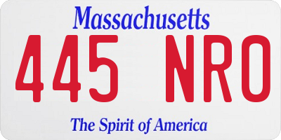 MA license plate 445NR0