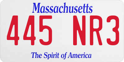 MA license plate 445NR3