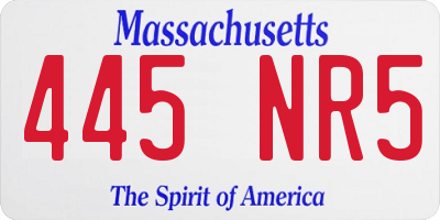 MA license plate 445NR5