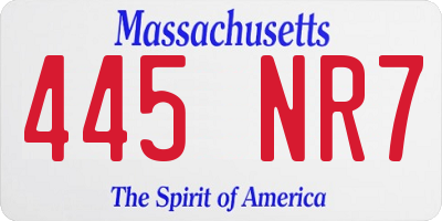 MA license plate 445NR7