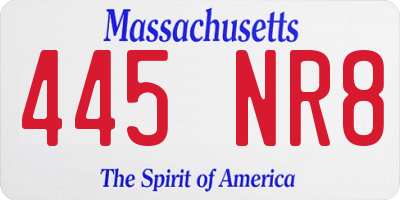 MA license plate 445NR8