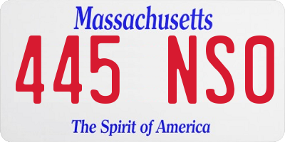 MA license plate 445NS0