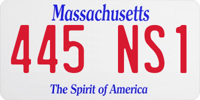 MA license plate 445NS1