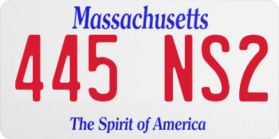 MA license plate 445NS2