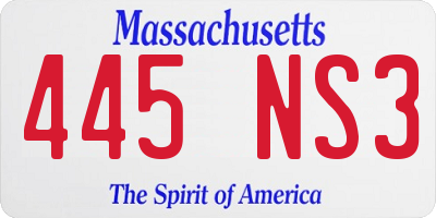 MA license plate 445NS3