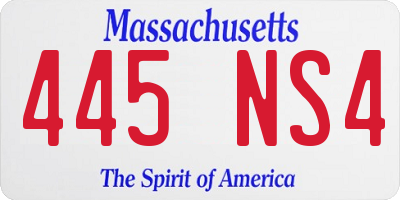 MA license plate 445NS4