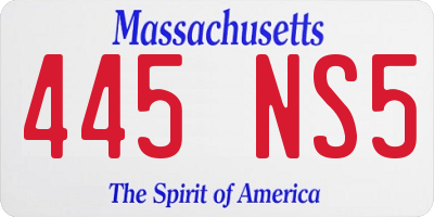 MA license plate 445NS5