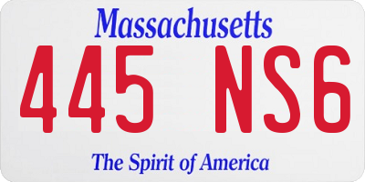 MA license plate 445NS6
