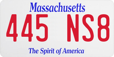 MA license plate 445NS8
