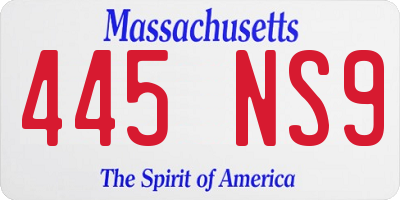 MA license plate 445NS9